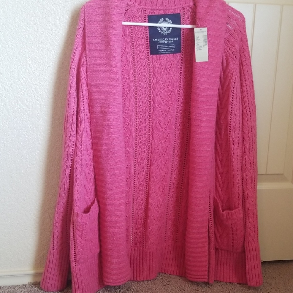 AEO Cardigan Sweater XL Pink NWT